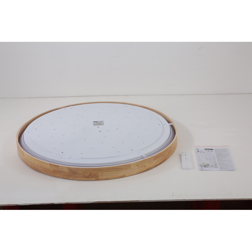 Brilagi - himmennettävä WOODROUND LED/70W/230V 3000–6000K halkaisija 80 cm puu CRI 90 + kaukosäädin