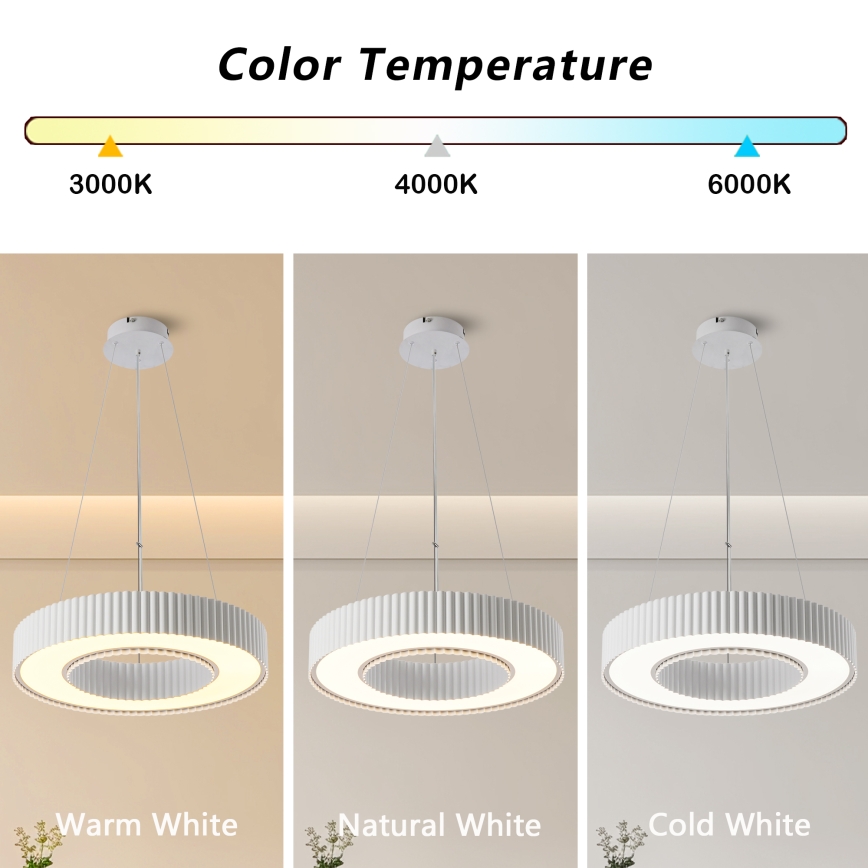 Brilagi - LED himmennettävä riippuvalaisin vaijerilla LUMIX LED/48W/230V 3000-6000K valkoinen halkaisija 50 cm + kaukosäädin