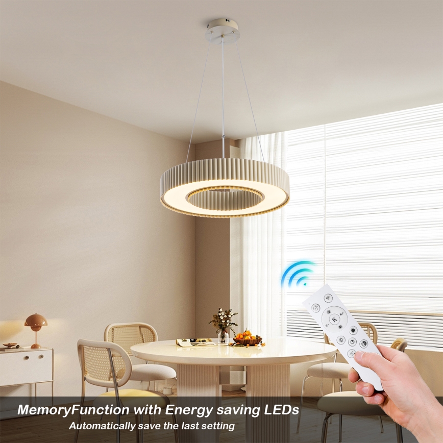 Brilagi - LUMIX LED-himmennettävä riippuvalaisin vaijerilla LED/48W/230V 3000-6000K beige halkaisija 50 cm + kaukosäädin