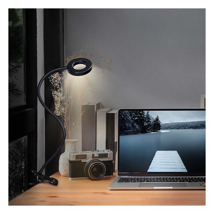 Brilagi - Himmennettävä ORBELA LED-lamppu klipsillä LED/8W/5V 3000/4000/5000K musta