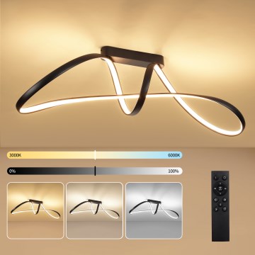 Brilagi - himmennettävä pinta-asennettava LED-kattovalaisin TWISTER LED/60W/230V 3000-6000K musta + kaukosäädin