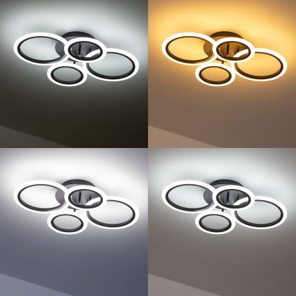 Brilagi - Himmennettävä LED-pinta-asennettava kattovalaisin ORBITS LED/50W/230V 3000-6500K musta + kaukosäädin