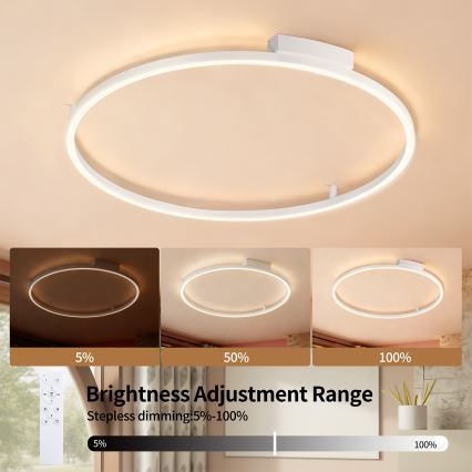 Brilagi - LED-himmennettävä kattovalaisin PORTOFINO LED/60W/230V 3000-6000K halkaisija 80 cm valkoinen + kaukosäädin