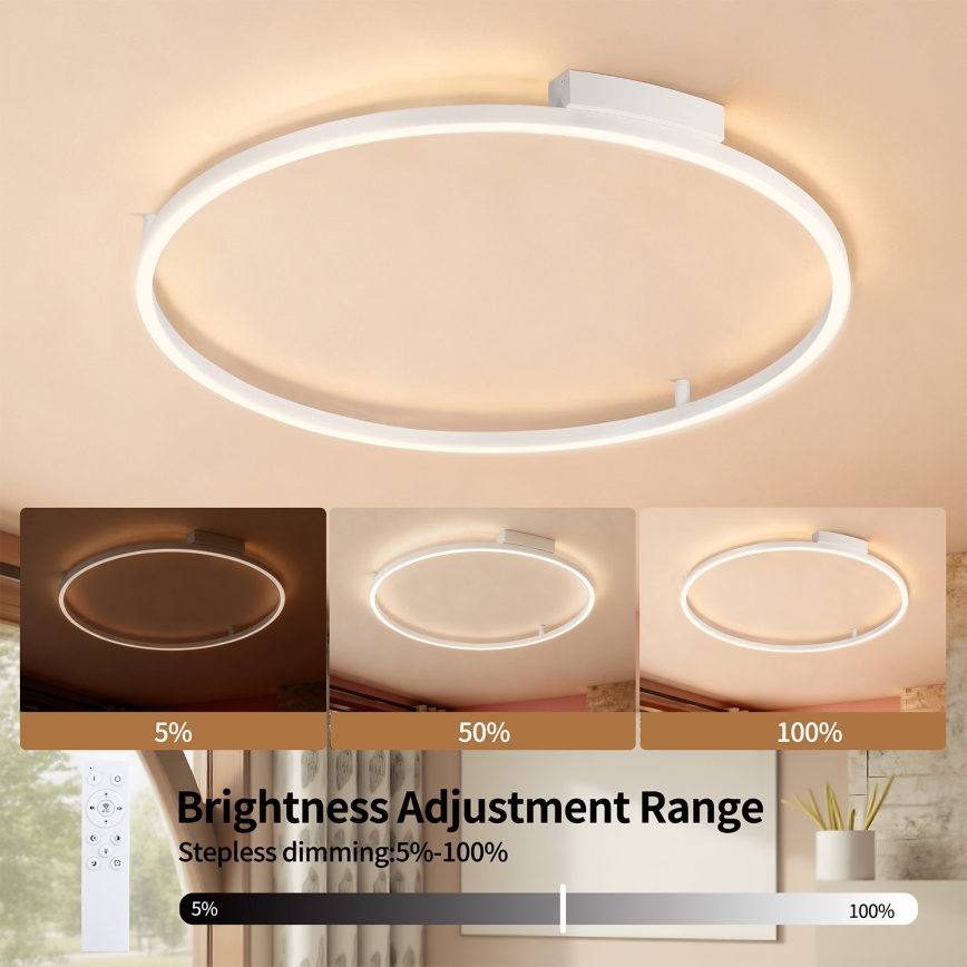Brilagi - LED-himmennettävä kattovalaisin PORTOFINO LED/60W/230V 3000-6000K halkaisija 80 cm valkoinen + kaukosäädin