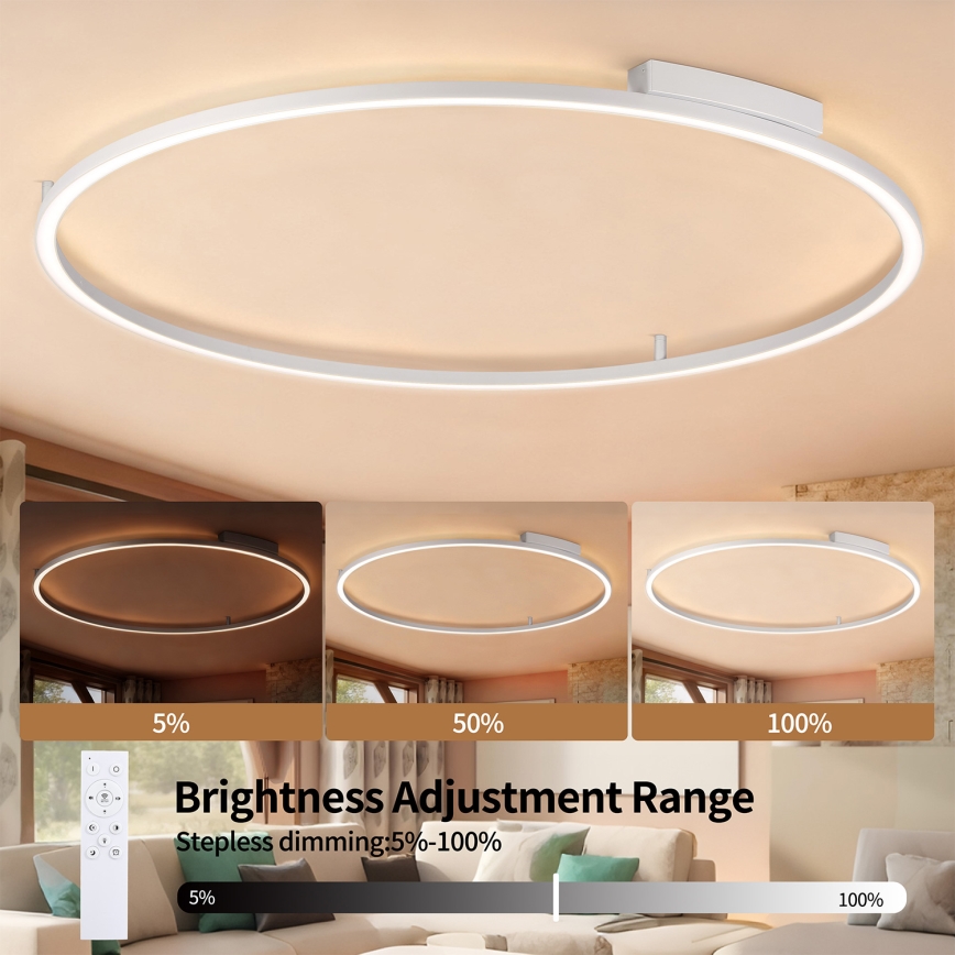 Brilagi - Himmennettävä LED-kattovalaisin PORTOFINO LED/85W/230V 3000-6000K halkaisija 120 cm hopeanvärinen + kaukosäädin