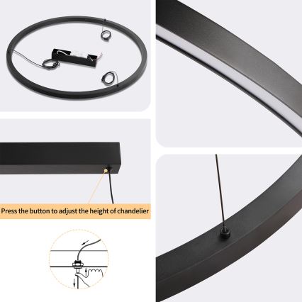 Brilagi - PORTOFINO himmennettävä LED-riippuvalaisin kaapelilla LED/60W/230V 3000-6000K halkaisija 80 cm musta + kaukosäädin