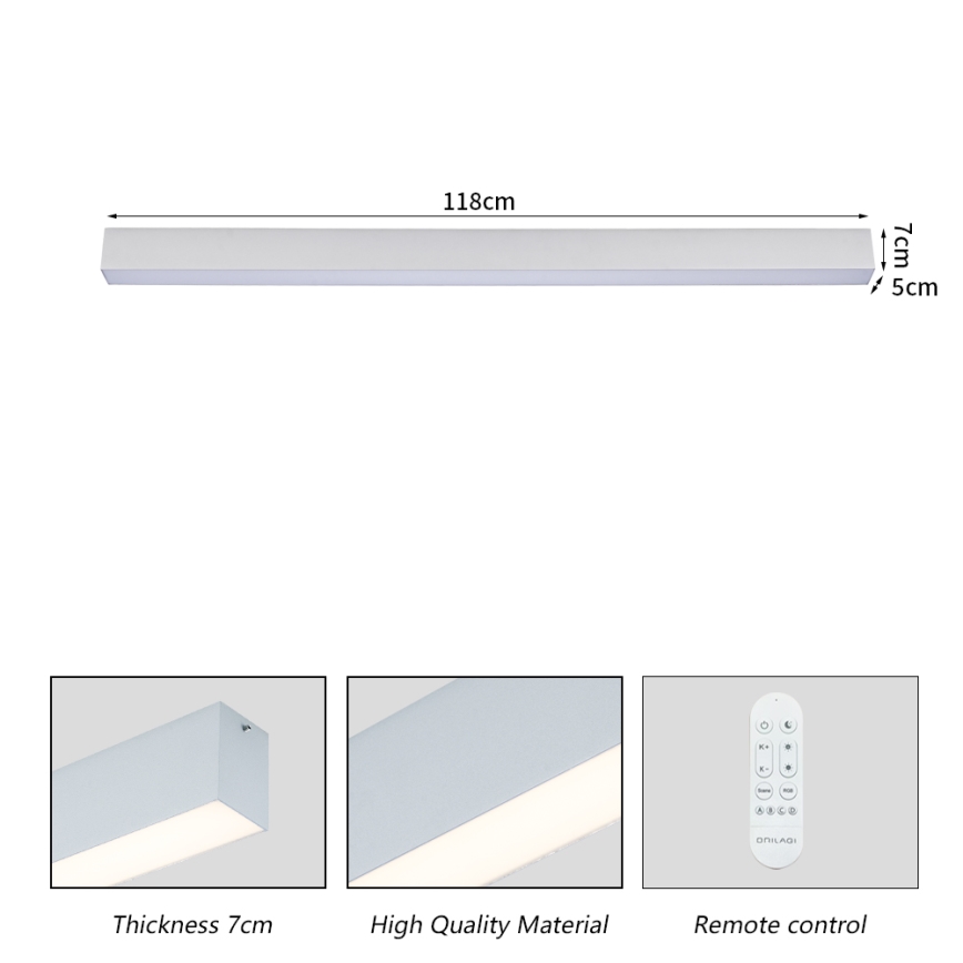 Brilagi - LED-himmennettävä kattovalaisin SLEEKLINE SMART LED/40W/230V 3000-6000K Wi-Fi Tuya hopea + kaukosäädin