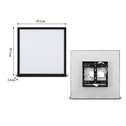 Brilagi - himmennettävä LED-kattovalaisin SLIMFRAME LED/25W/230V 30x30 cm 3000-6000K musta + kaukosäädin