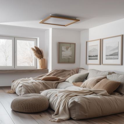 Brilagi - LED-himmennettävä kattovalaisin SLIMFRAME WOOD LED/58W/230V 64x64 cm 3000-6000K ruskea + kaukosäädin