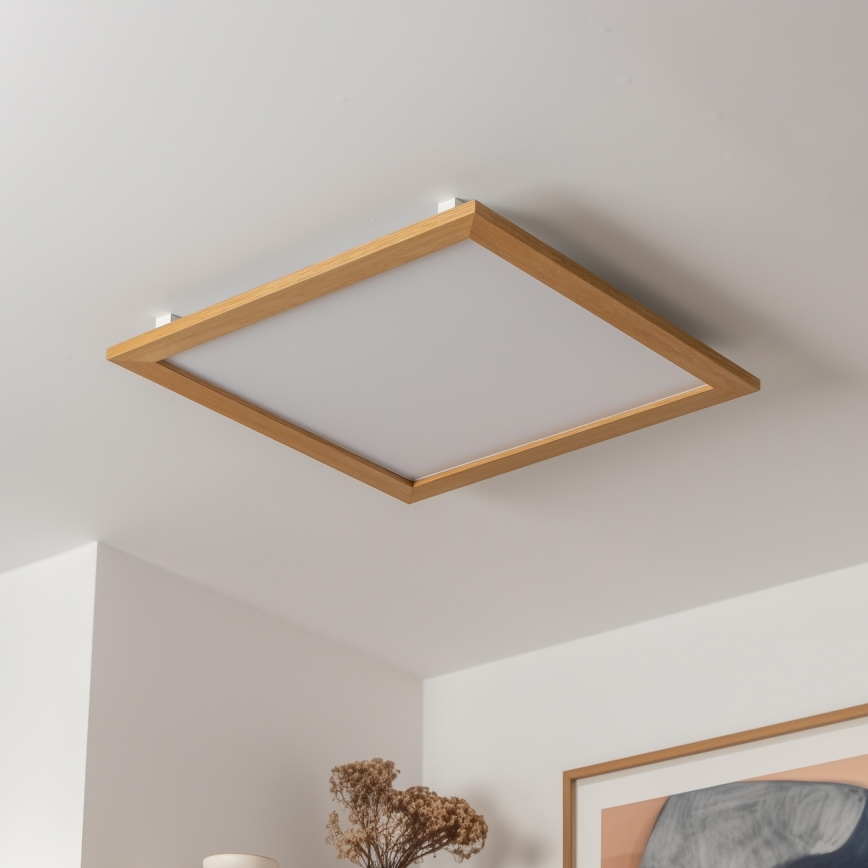 Brilagi - LED-himmennettävä kattovalaisin SLIMFRAME WOOD LED/58W/230V 64x64 cm 3000-6000K ruskea + kaukosäädin