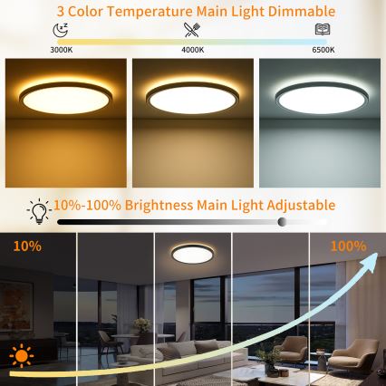 Brilagi - himmennettävä LED-kattovalaisin ULTRA SLIM LED/24W/230V 2700-6500K Ø 42 cm musta + kaukosäädin