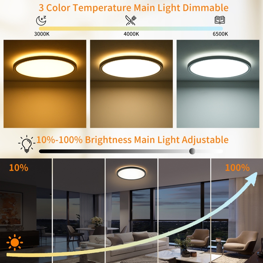 Brilagi - himmennettävä LED-kattovalaisin ULTRA SLIM LED/24W/230V 2700-6500K Ø 42 cm musta + kaukosäädin