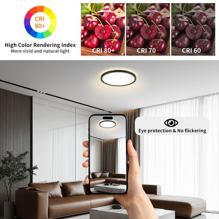 Brilagi - himmennettävä LED-kattovalaisin ULTRA SLIM LED/24W/230V 2700-6500K Ø 42 cm musta + kaukosäädin