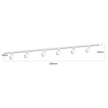 Brilagi - HUSKY-kiskojärjestelmän kohdevalaisin 6xGU10/10W/230V musta