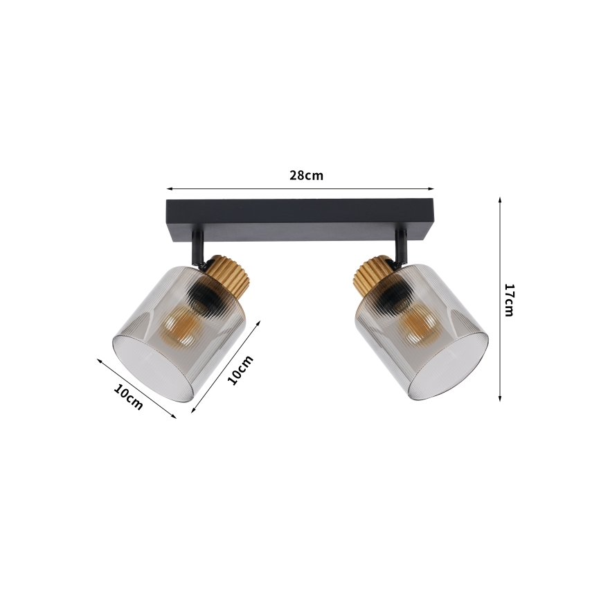 Brilagi - HYGGE-kohdevalaisin 2xE14/15W/230V musta/savunvärinen