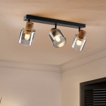 Brilagi - HYGGE-kohdevalaisin 3xE14/15W/230V musta/savunharmaa