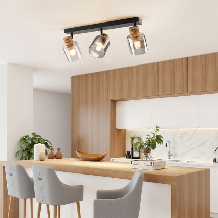 Brilagi - HYGGE-kohdevalaisin 3xE14/15W/230V musta/savunharmaa