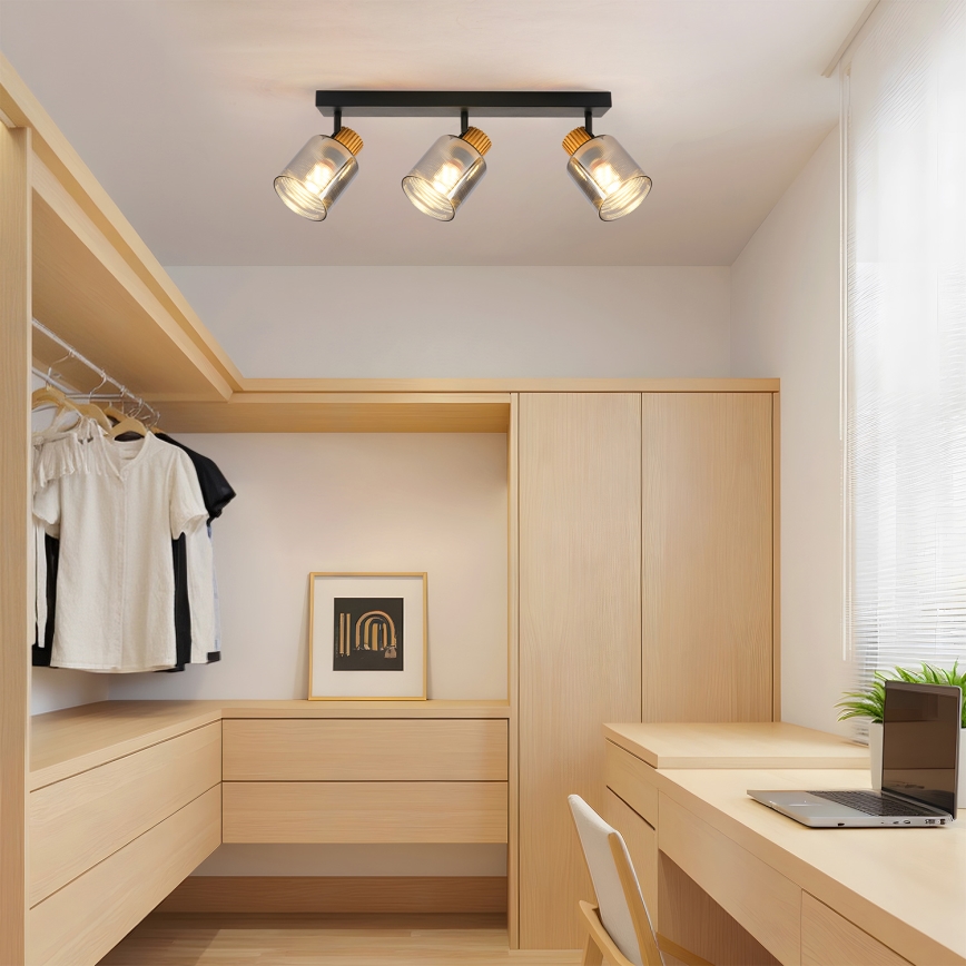 Brilagi - HYGGE-kohdevalaisin 3xE14/15W/230V musta/savunharmaa