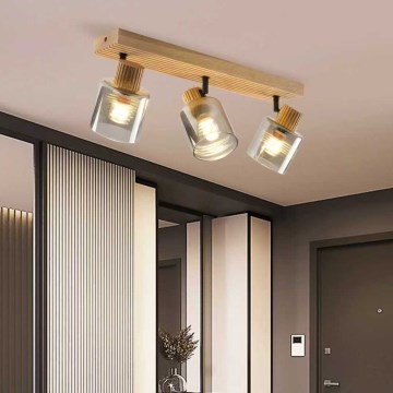 Brilagi - HYGGE-kohdevalaisin 3xE14/15W/230V puu/savunvärinen