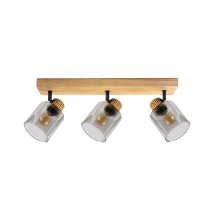Brilagi - HYGGE-kohdevalaisin 3xE14/15W/230V puu/savunvärinen