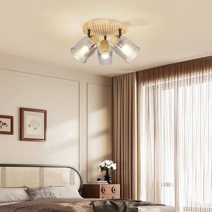 Brilagi - HYGGE-kohdevalaisin 3xE14/15W/230V puuviimeistely/savunvärinen