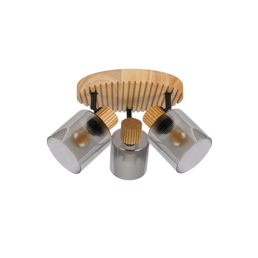 Brilagi - HYGGE-kohdevalaisin 3xE14/15W/230V puuviimeistely/savunvärinen