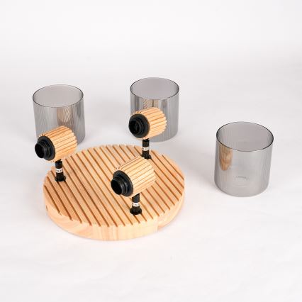 Brilagi - HYGGE-kohdevalaisin 3xE14/15W/230V puuviimeistely/savunvärinen