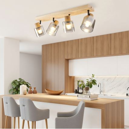 Brilagi - HYGGE-kohdevalaisin 4xE14/15W/230V kumipuu/savunharmaa