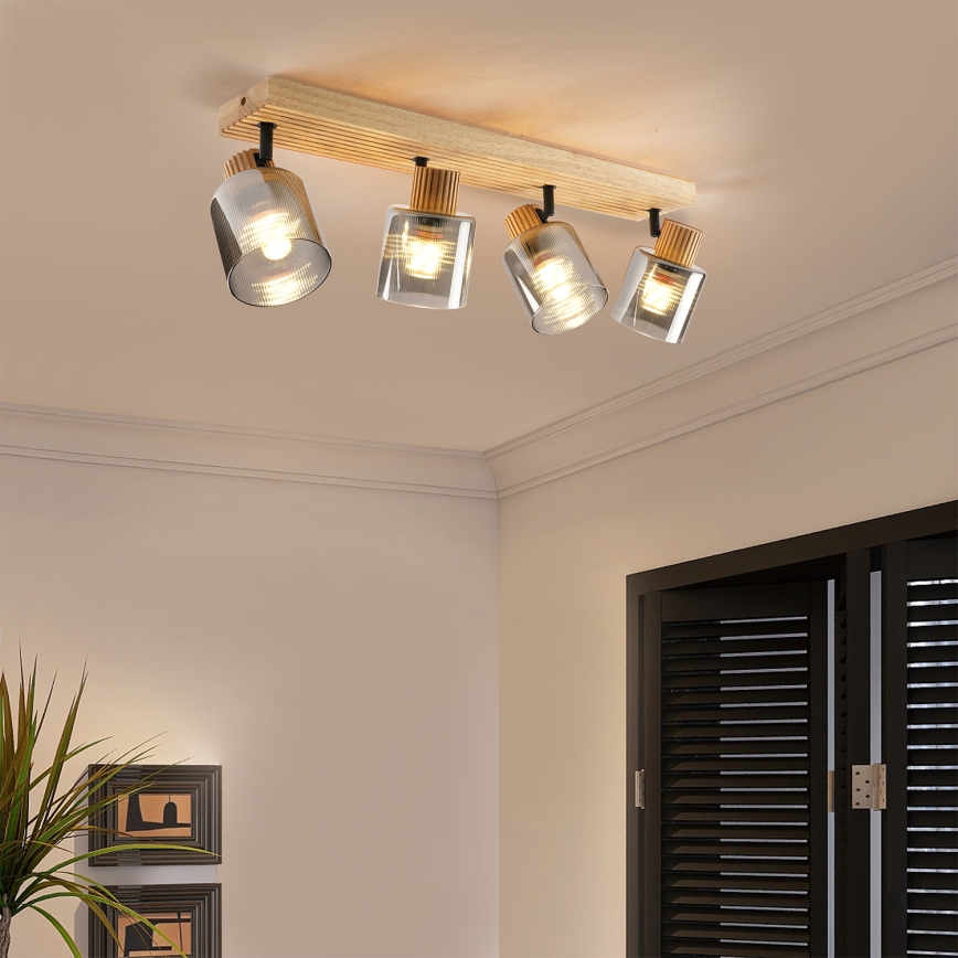 Brilagi - HYGGE-kohdevalaisin 4xE14/15W/230V kumipuu/savunharmaa