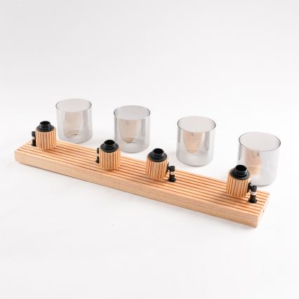 Brilagi - HYGGE-kohdevalaisin 4xE14/15W/230V puu/savunharmaa