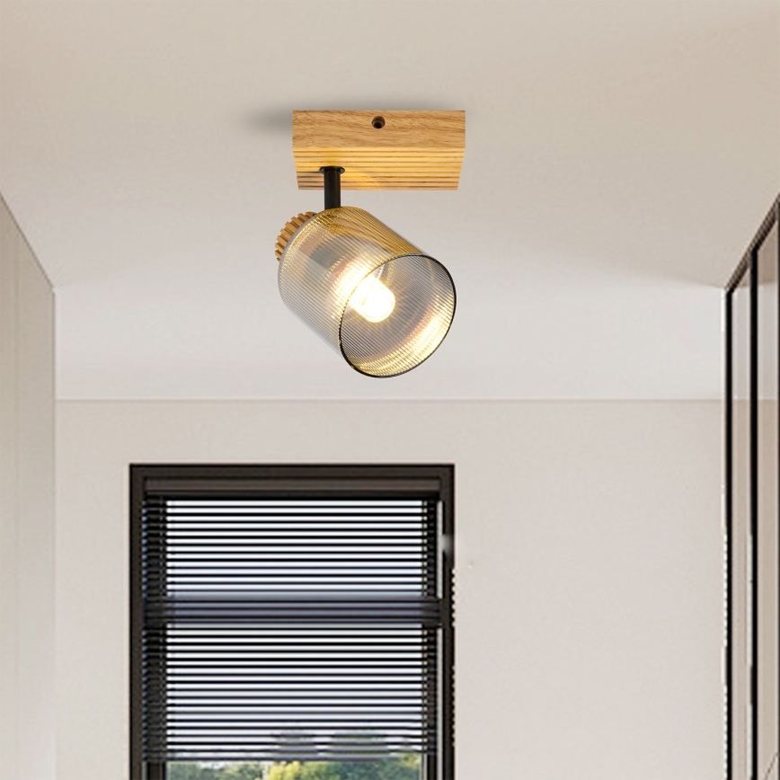 Brilagi - HYGGE seinäspotti 1xE14/15W/230V puu/savunharmaa