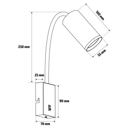 Brilagi - Joustava seinävalaisin SELE 1xGU10/30W/230V musta/kulta