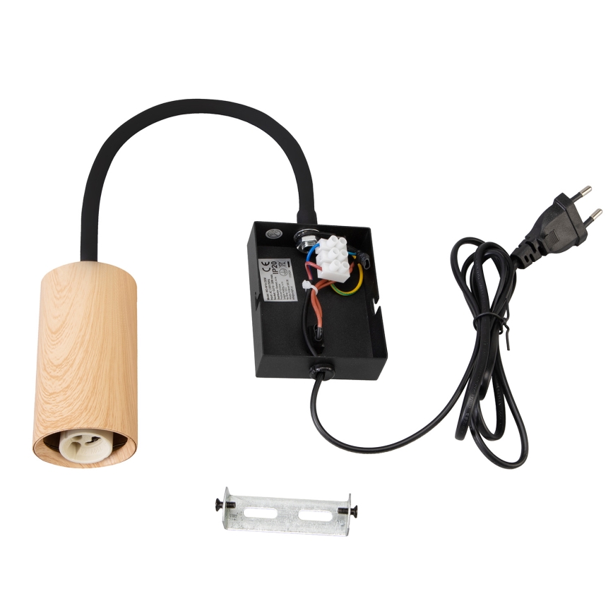 Brilagi - Joustava seinävalaisin SELE 1xGU10/30W/230V musta/tammi sisustus