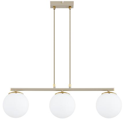 Brilagi - Kaapelikiinnitteinen riippuvalaisin MILO ECRU 3xE27/60W/230V beige/kultainen