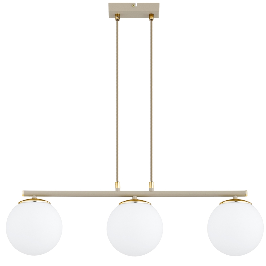 Brilagi - Kaapelikiinnitteinen riippuvalaisin MILO ECRU 3xE27/60W/230V beige/kultainen