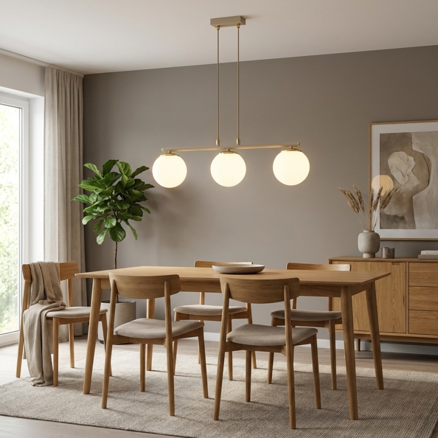 Brilagi - Kaapelikiinnitteinen riippuvalaisin MILO ECRU 3xE27/60W/230V beige/kultainen