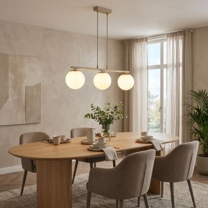 Brilagi - Kaapelikiinnitteinen riippuvalaisin MILO ECRU 3xE27/60W/230V beige/kultainen