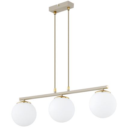 Brilagi - Kaapelikiinnitteinen riippuvalaisin MILO ECRU 3xE27/60W/230V beige/kultainen