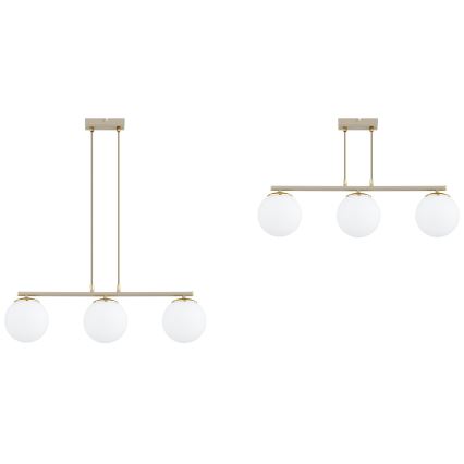 Brilagi - Kaapelikiinnitteinen riippuvalaisin MILO ECRU 3xE27/60W/230V beige/kultainen