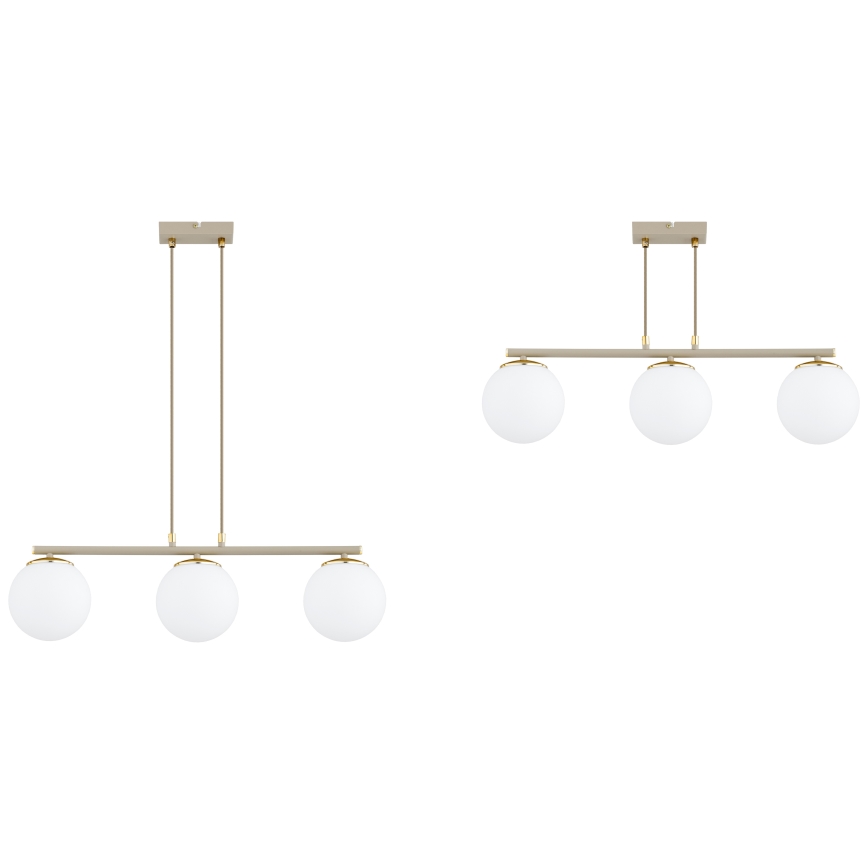 Brilagi - Kaapelikiinnitteinen riippuvalaisin MILO ECRU 3xE27/60W/230V beige/kultainen