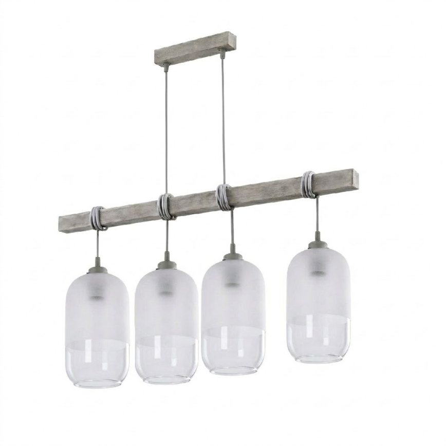 BRILAGI - Kaapelikiinnitteinen riippuvalaisin WOOD GLASS 4xE27/60W/230V mänty/harmaa/valkoinen