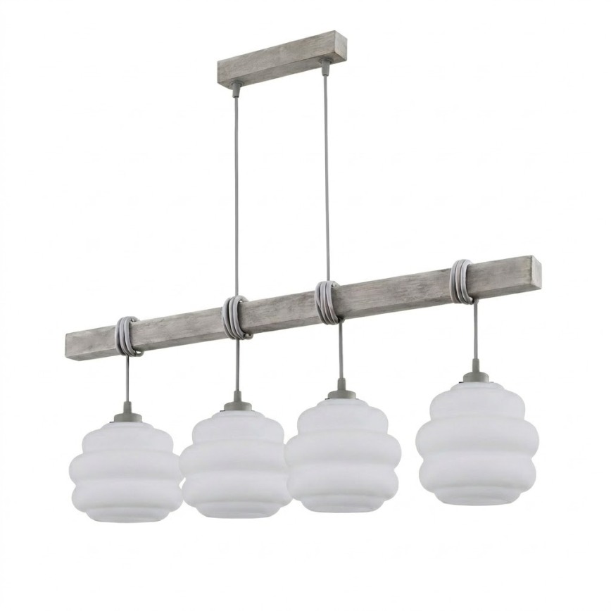 BRILAGI - Kaapelikiinnitteinen riippuvalaisin WOOD GLASS 4xE27/60W/230V mänty/harmaa/valkoinen