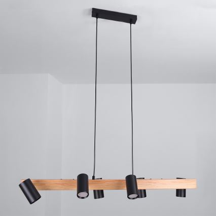 Brilagi - Kaapeliriippuvalaisin SELE 6xGU10/30W/230V musta/tammi-dekori