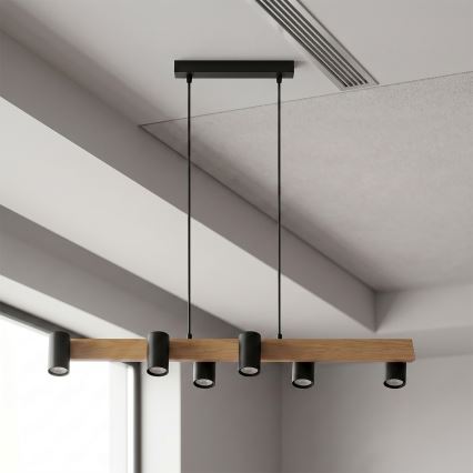 Brilagi - Kaapeliriippuvalaisin SELE 6xGU10/30W/230V musta/tammi-dekori
