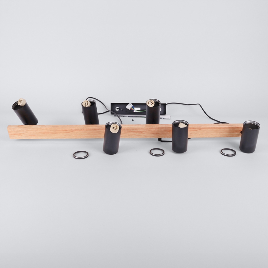 Brilagi - Kaapeliriippuvalaisin SELE 6xGU10/30W/230V musta/tammi-dekori