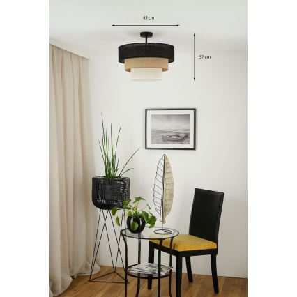 Brilagi - Kiinnitettävä kattovalaisin ASPEN LUNETA 1xE27/15W/230V halkaisija 45 cm musta/beige/kerma