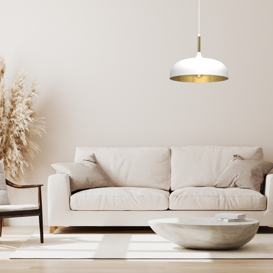 Brilagi - Kattokruunu johdossa ABRAHAM 1xE27/60W/230V halkaisija 35 cm valkoinen