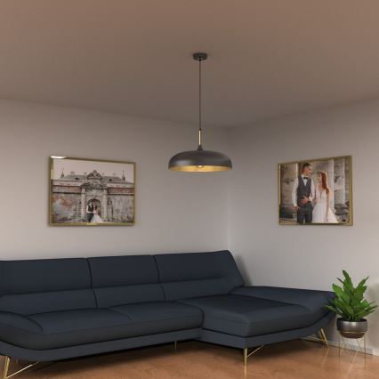 Brilagi - Kattokruunu johdossa ABRAHAM 1xE27/60W/230V halkaisija 45 cm musta