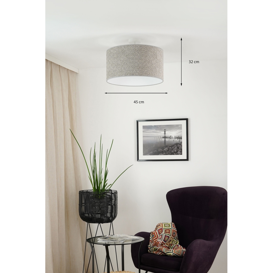 Brilagi - Kattokruunu johdossa BOUCLE ROLLER 1xE27/15W/230V halkaisija 45 cm harmaa