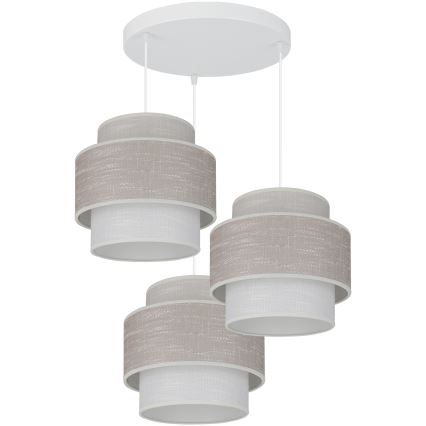 Brilagi - Kattokruunu johdossa DOVER SPACE 3xE27/15W/230V harmaa/kerma